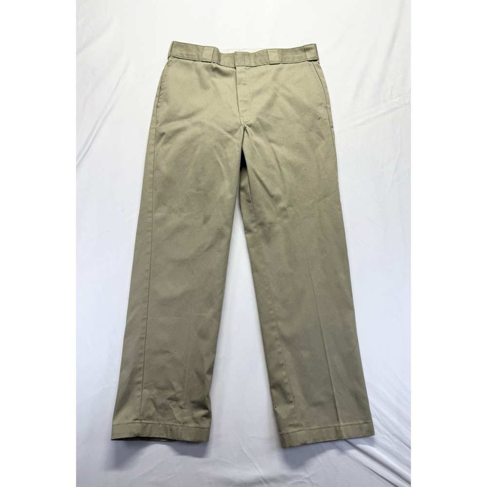 Dickies 874 Work Pants Flat Front Beige Mens Size 36x32 Khaki Classic Fit Khaki